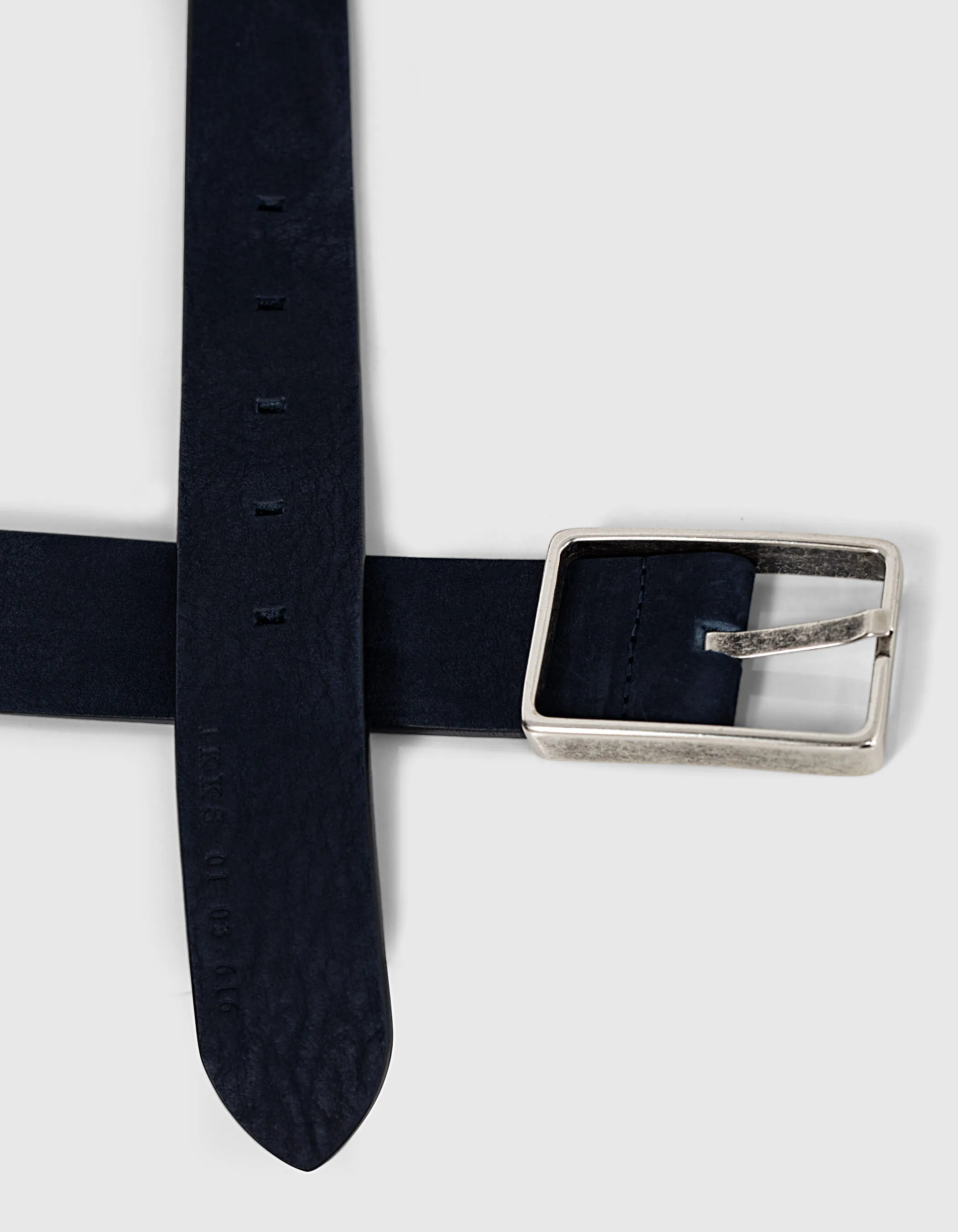 Navy blue nubuck leather men's belt