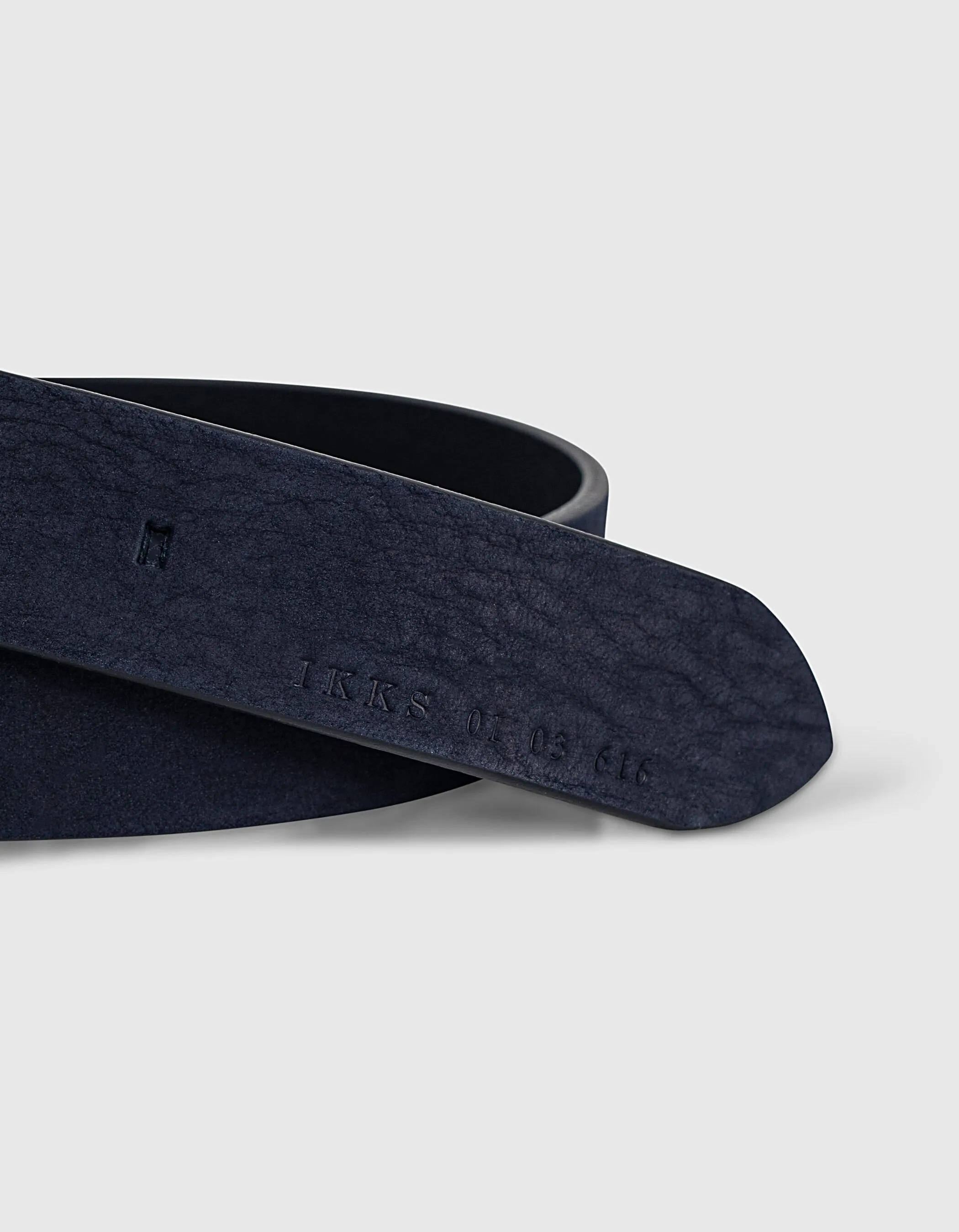 Navy blue nubuck leather men's belt