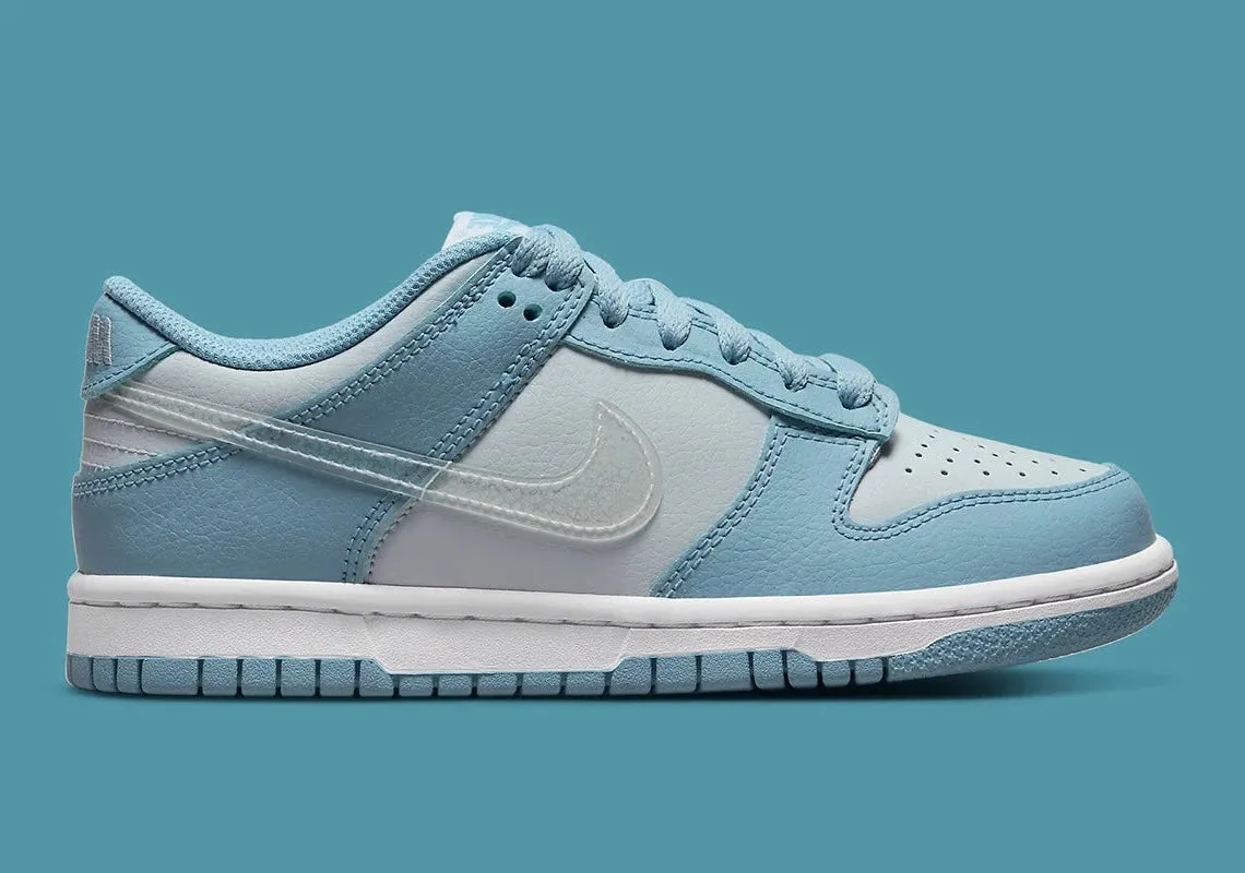 Nike Clear Blue Swoosh Dunk Low.