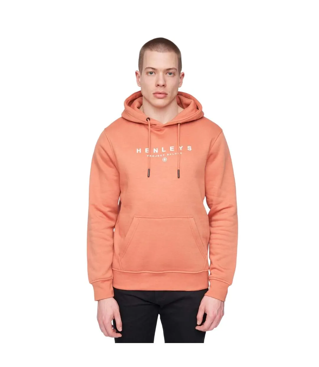 Ninesix Men's Red Orange Henleys Hoodie Sweatshirt