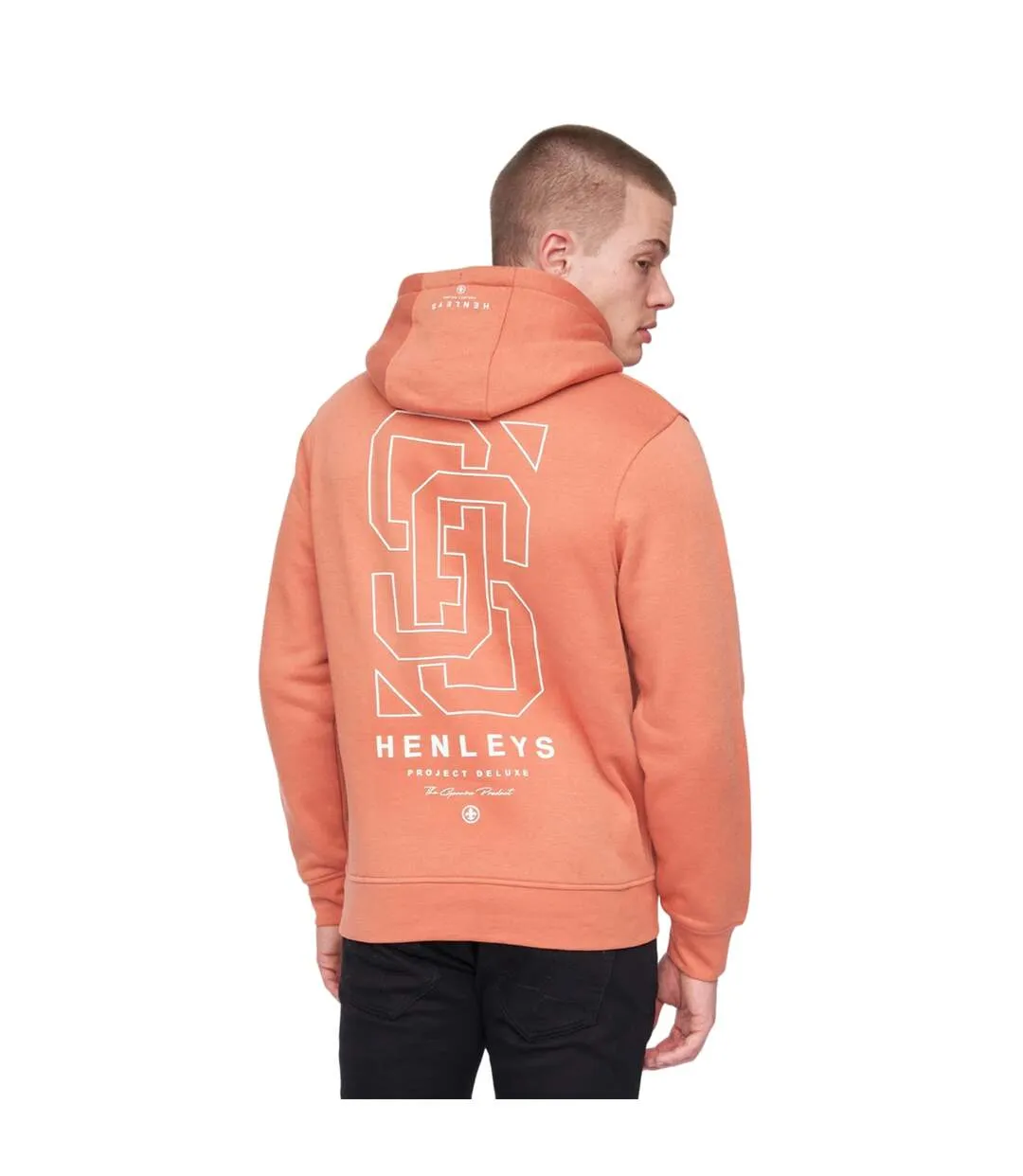 Ninesix Men's Red Orange Henleys Hoodie Sweatshirt