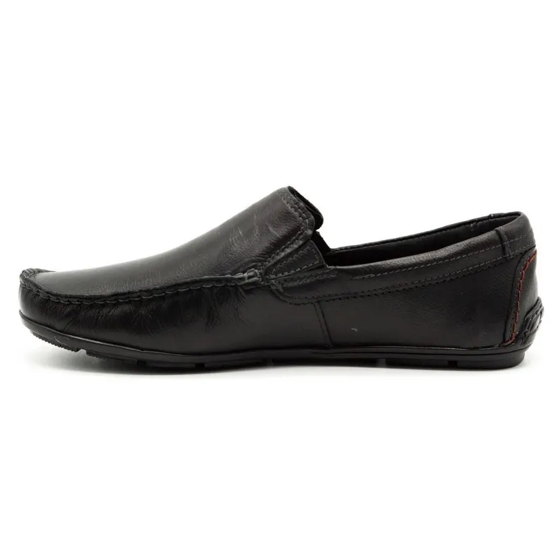 Olivier Men's Black Grain Leather Loafers 763