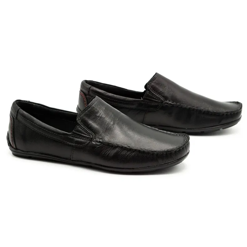 Olivier Men's Black Grain Leather Loafers 763