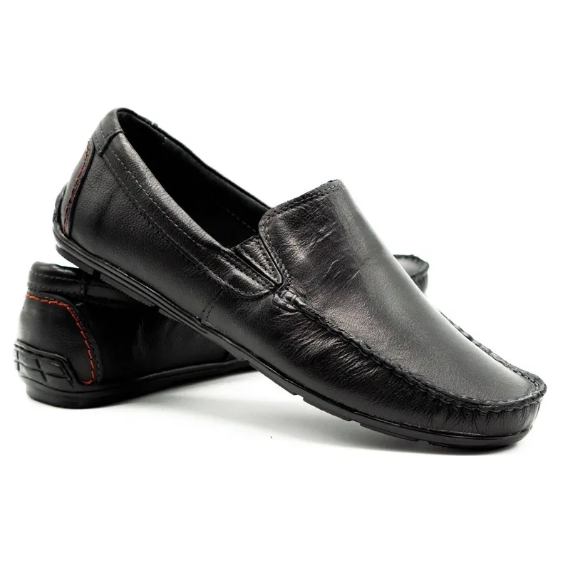 Olivier Men's Black Grain Leather Loafers 763