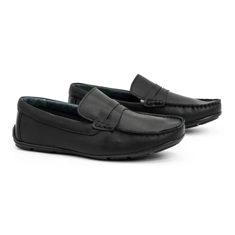 Olivier Men's Black Leather Loafers 894MA