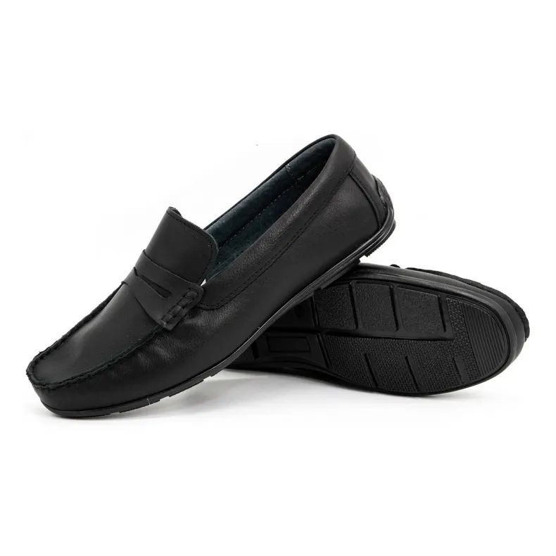 Olivier Men's Black Leather Loafers 894MA