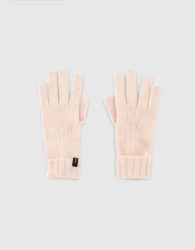 Pale pink knit gloves for girls