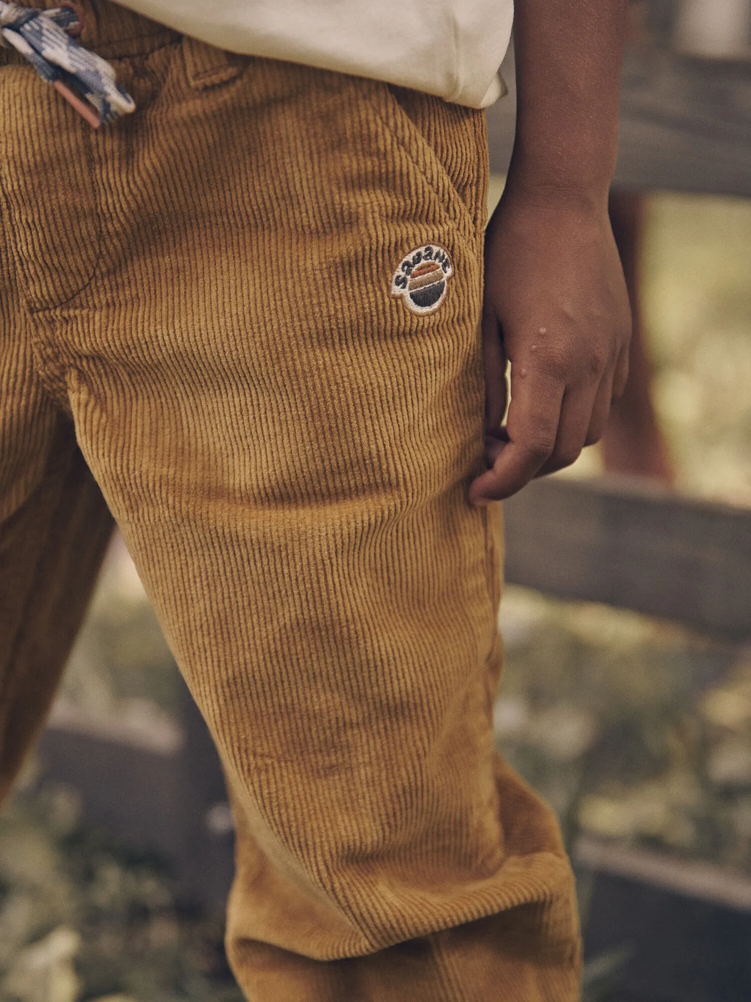 Beige Velour Wide Leg Pants