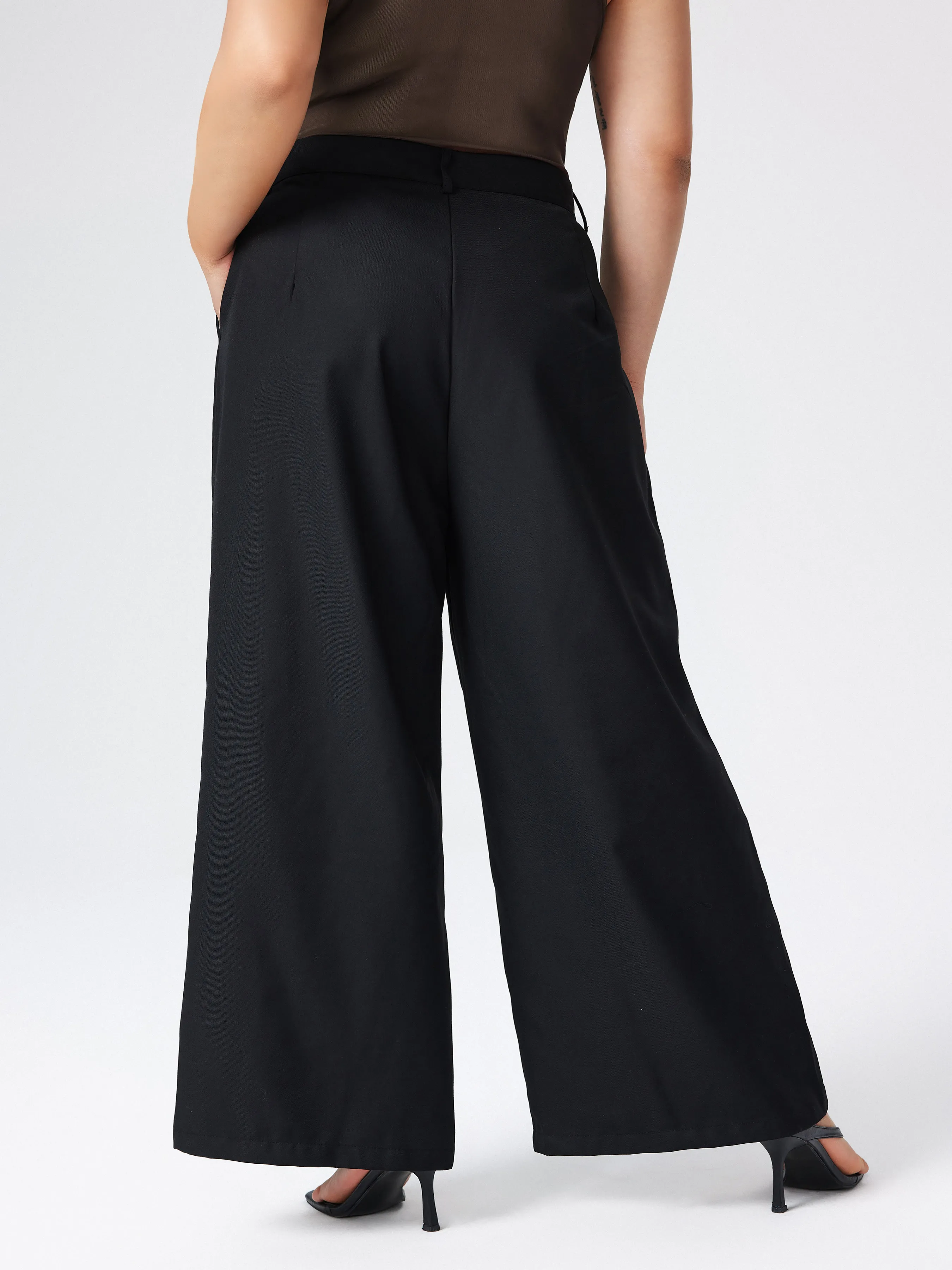 Straight Leg Solid Color Pants Curve & Plus