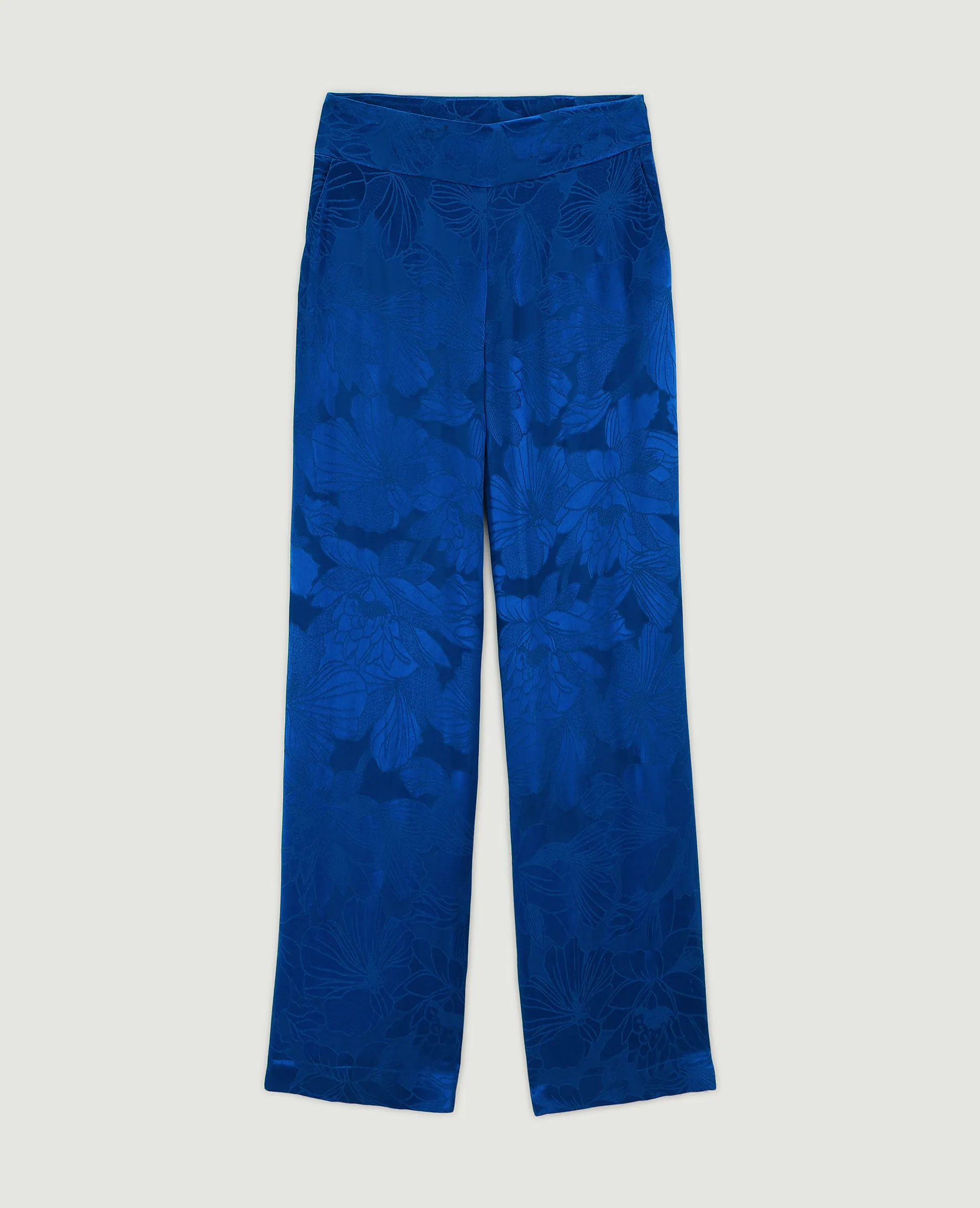 Wide Satin Jacquard Fabric Pants