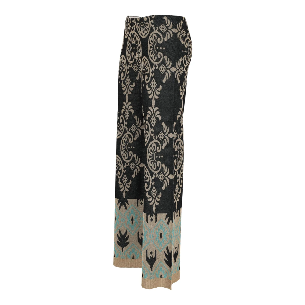 Black Jacquard Lurex Palazzo Pants