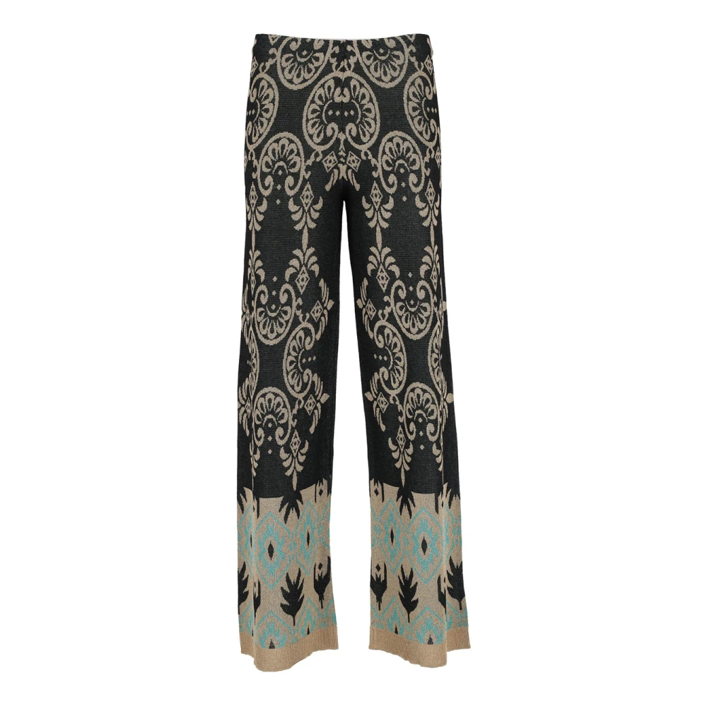 Black Jacquard Lurex Palazzo Pants