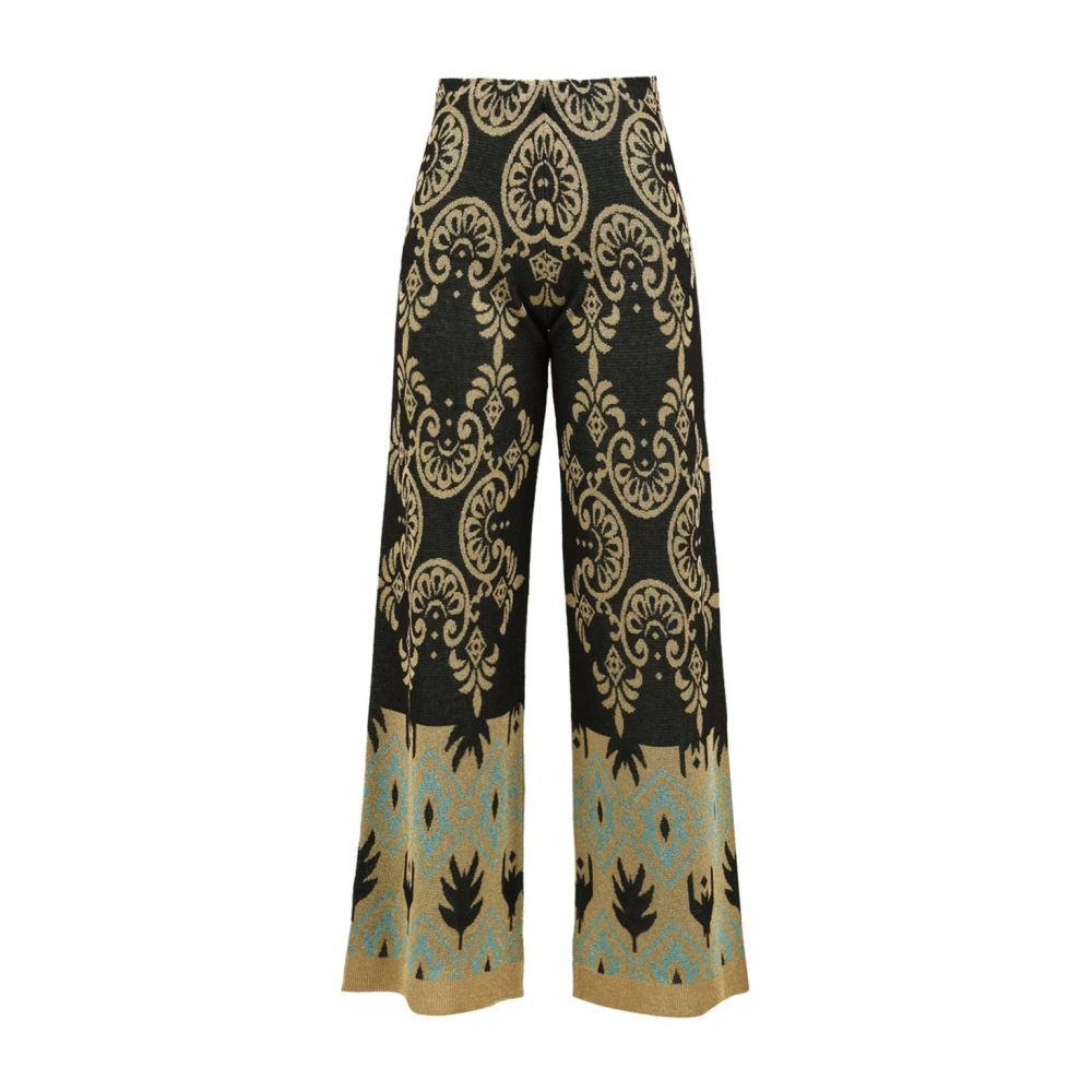 Black Jacquard Lurex Palazzo Pants