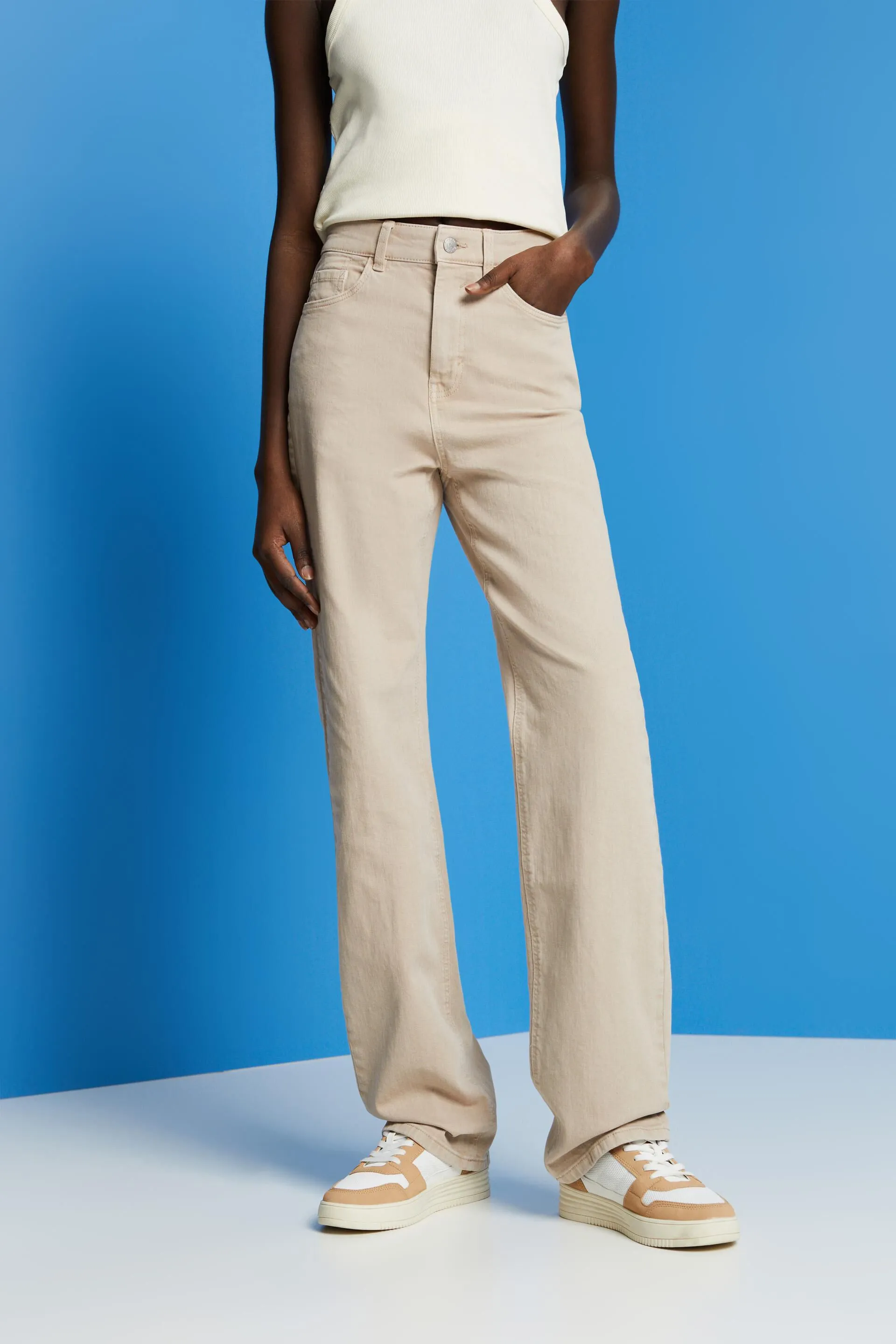 High-waisted straight-leg pants