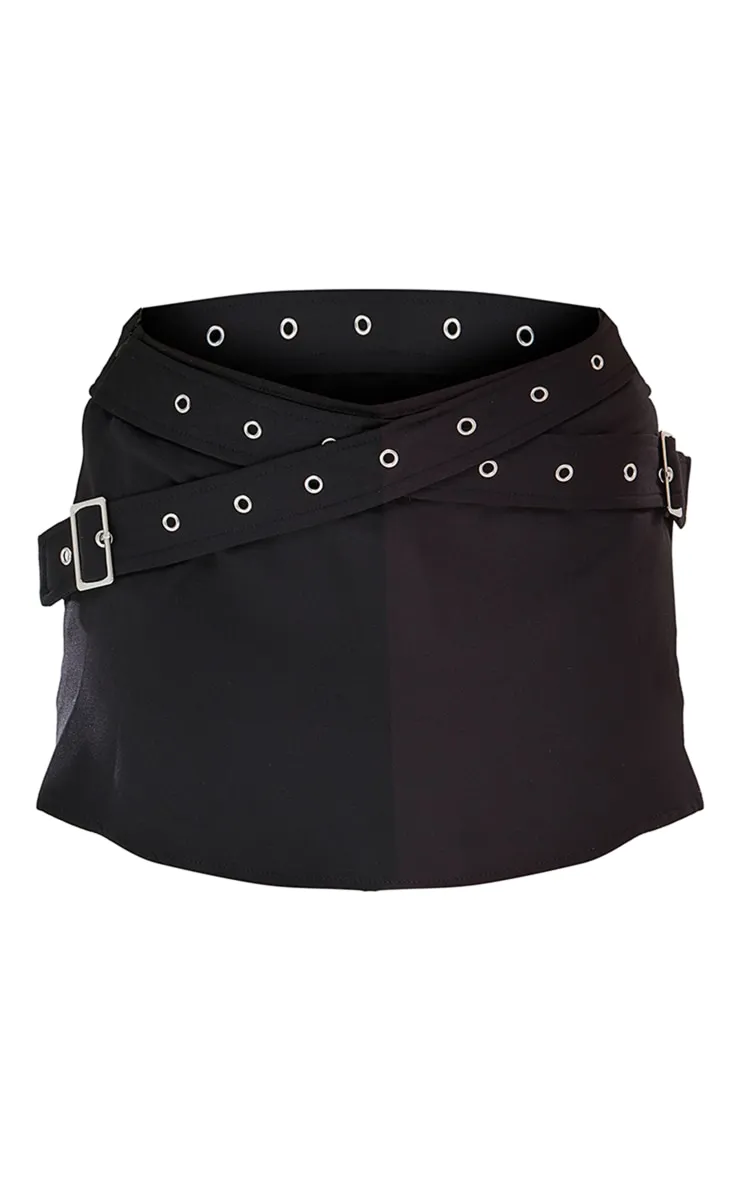 Black Mini Skirt with Belt Detail.