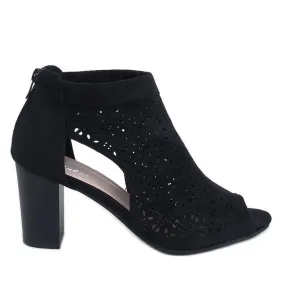 Pierre Black Open-Toe Cut-Out Booties in Black