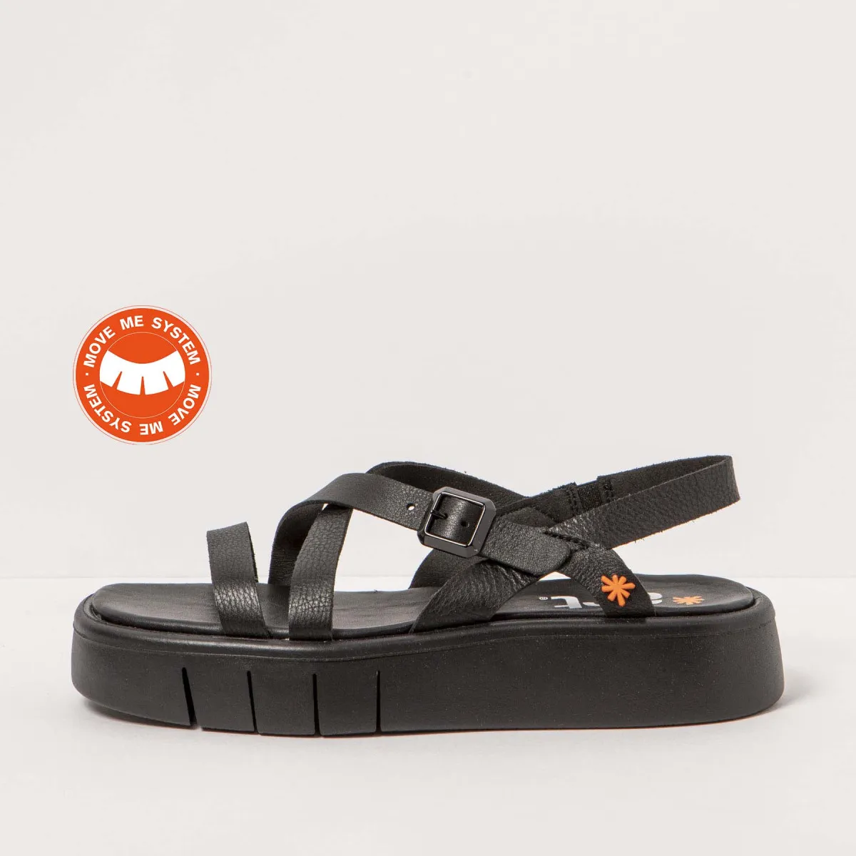 Platform Crossed Strap Sandals - Black