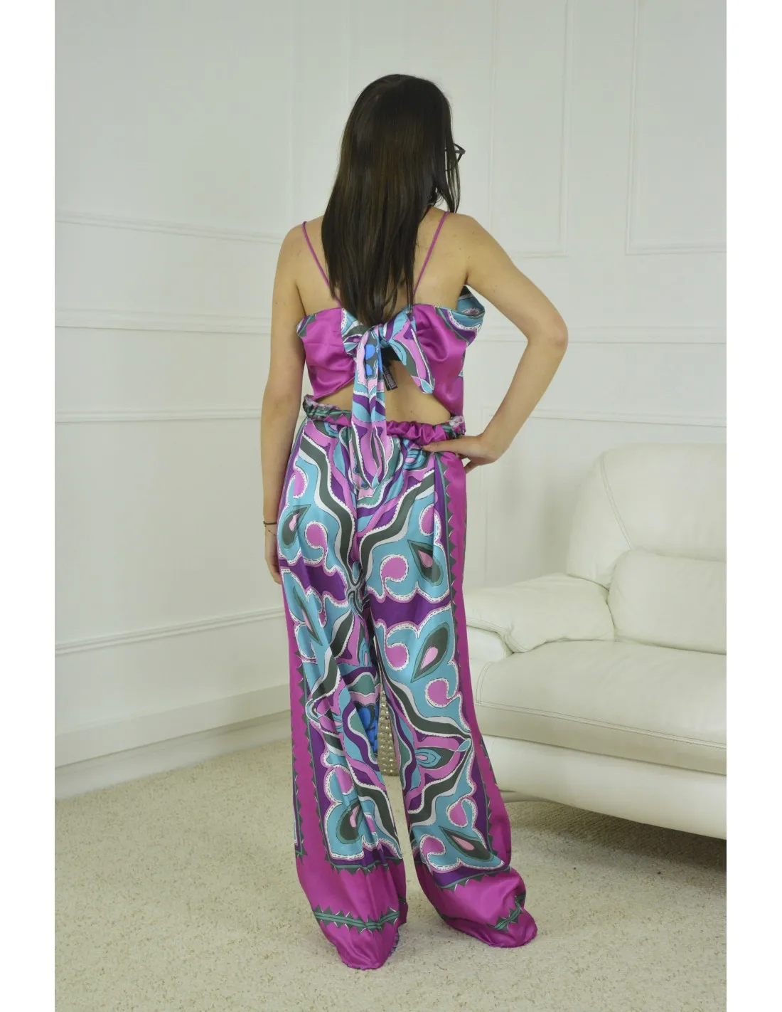 Purple Women's Top and Flowy Pants Set