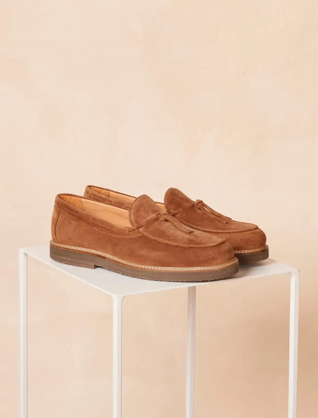 Pécan Suede Calfskin Men's Moccasins - Octave Model