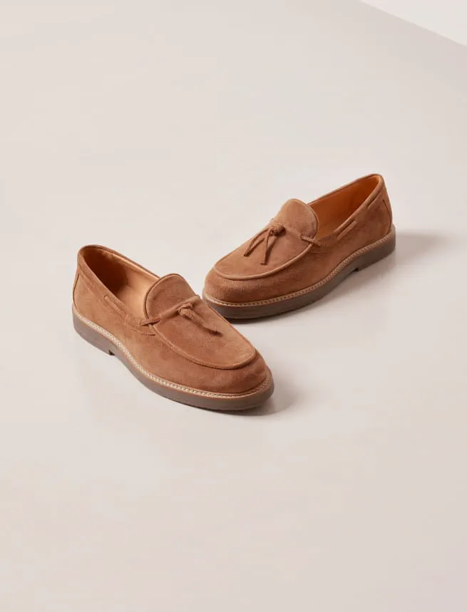 Pécan Suede Calfskin Men's Moccasins - Octave Model