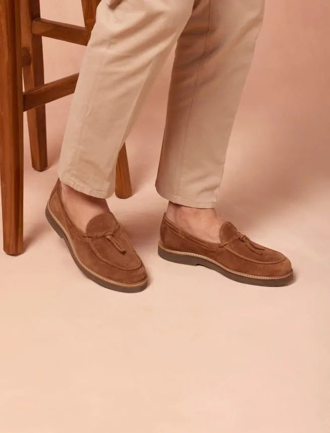 Pécan Suede Calfskin Men's Moccasins - Octave Model