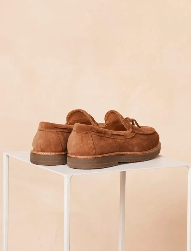 Pécan Suede Calfskin Men's Moccasins - Octave Model