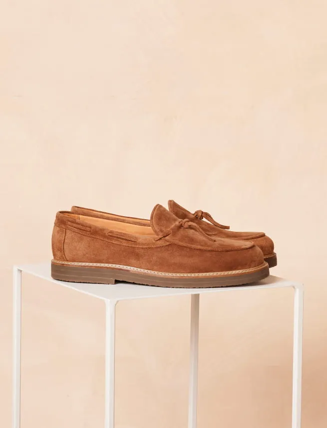 Pécan Suede Calfskin Men's Moccasins - Octave Model