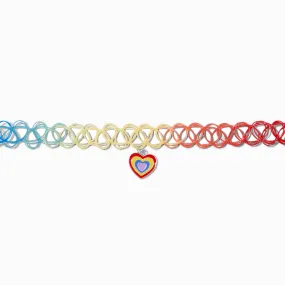 Rainbow Heart Tattoo Choker Necklace Claire's Club