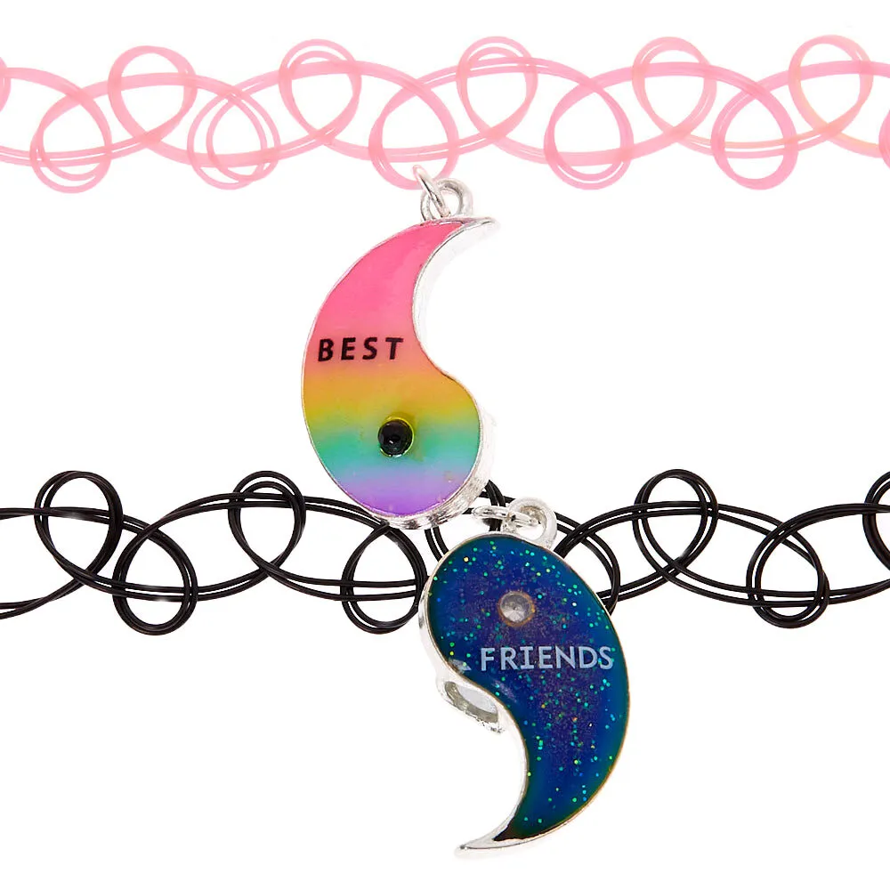 Rainbow Yin and Yang Best Friends Tattoo Choker - Set of 2