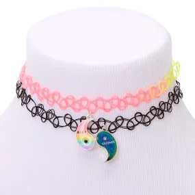 Rainbow Yin and Yang Best Friends Tattoo Choker - Set of 2