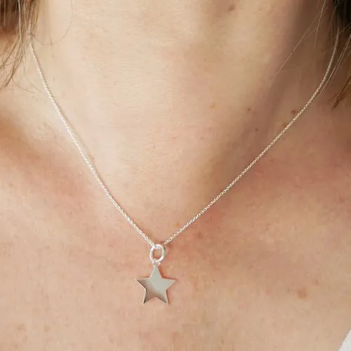 Recycled 925 Silver Star Pendant Necklace on Delicate Choker Chain