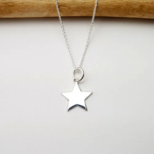 Recycled 925 Silver Star Pendant Necklace on Delicate Choker Chain