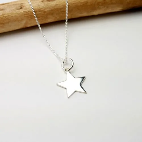 Recycled 925 Silver Star Pendant Necklace on Delicate Choker Chain