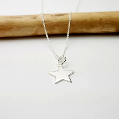 Recycled 925 Silver Star Pendant Necklace on Delicate Choker Chain