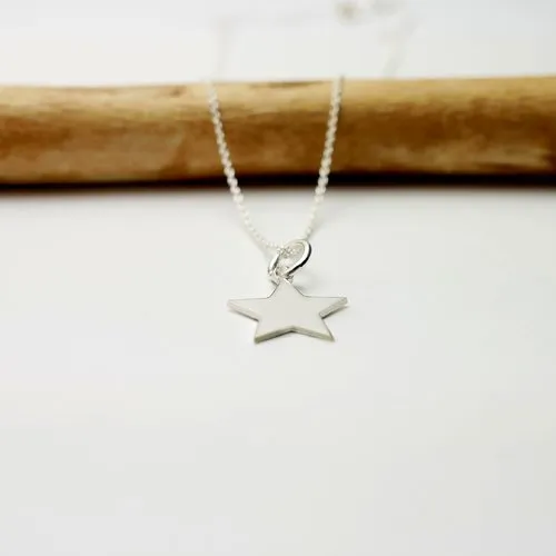 Recycled 925 Silver Star Pendant Necklace on Delicate Choker Chain