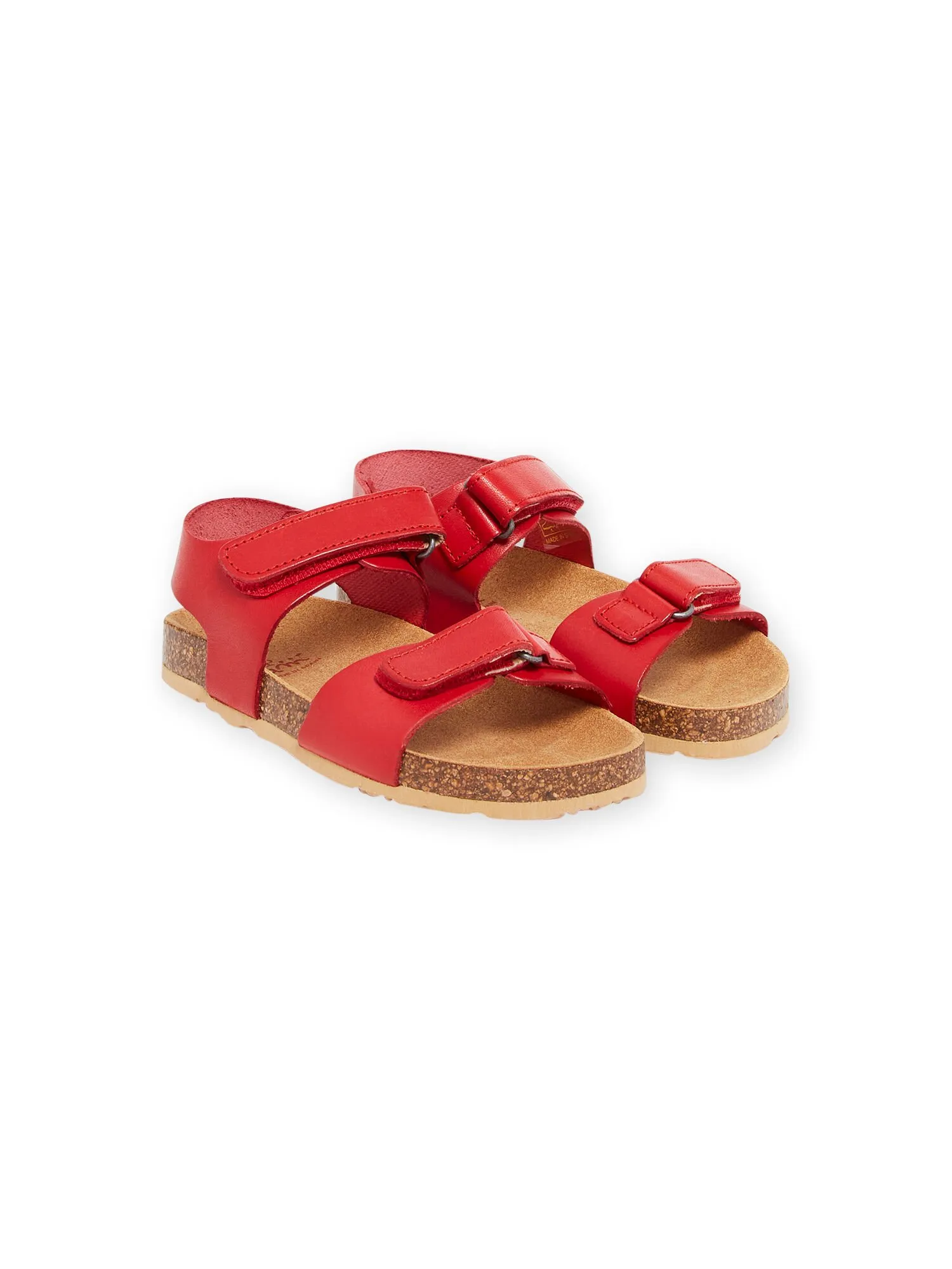 Red boys' sandals.