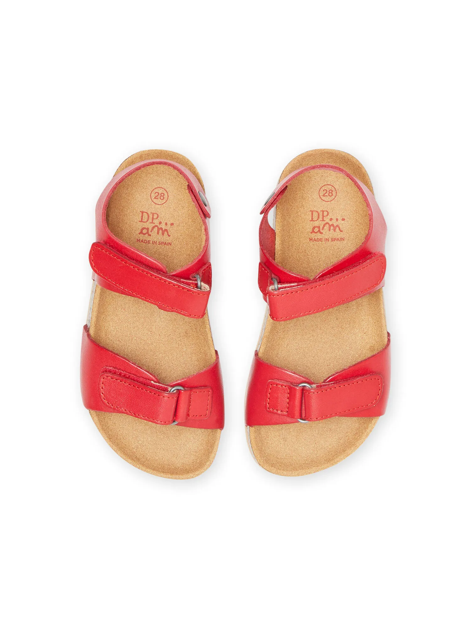 Red boys' sandals.