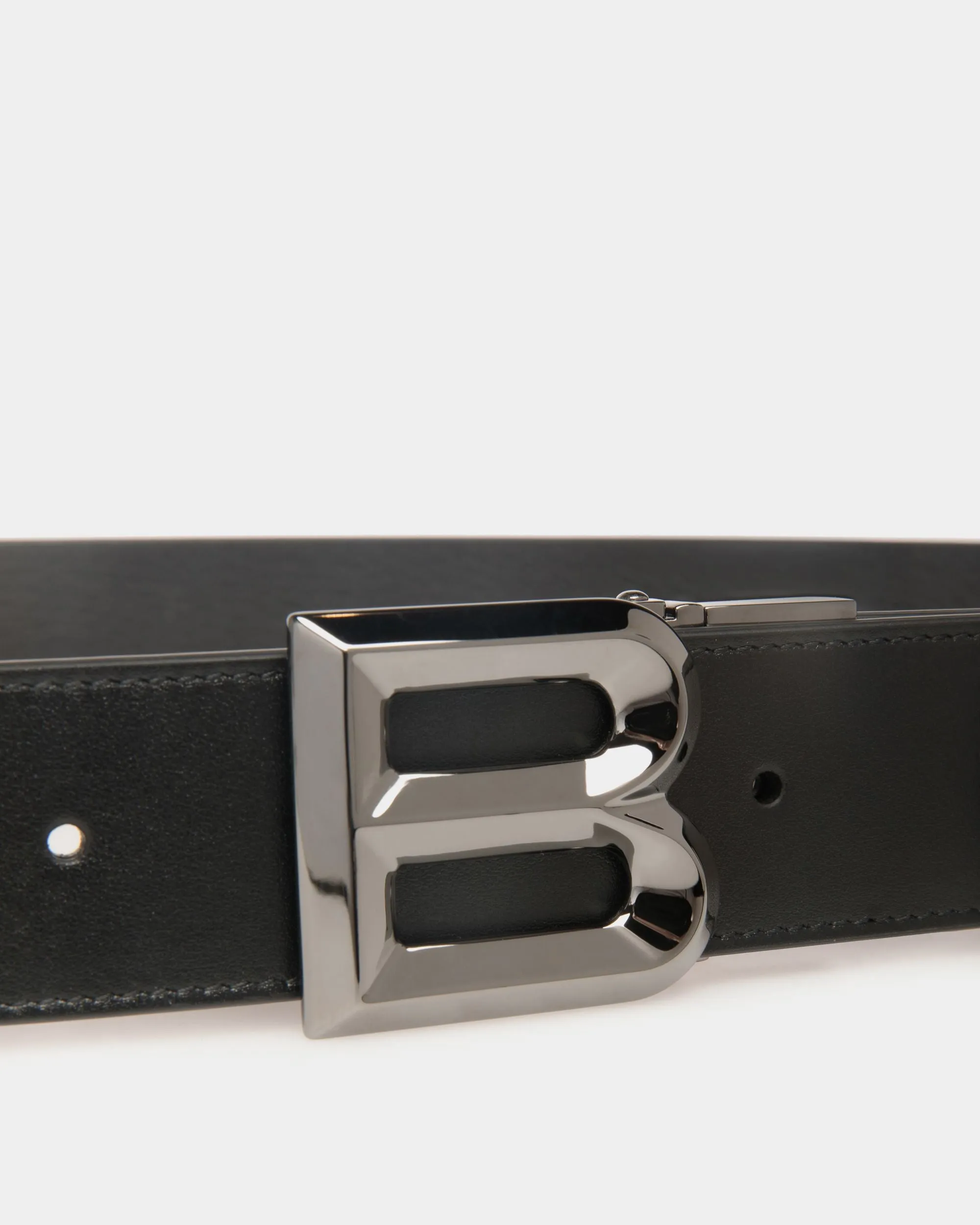 Reversible and Adjustable 35mm Black Leather Belt B Bold