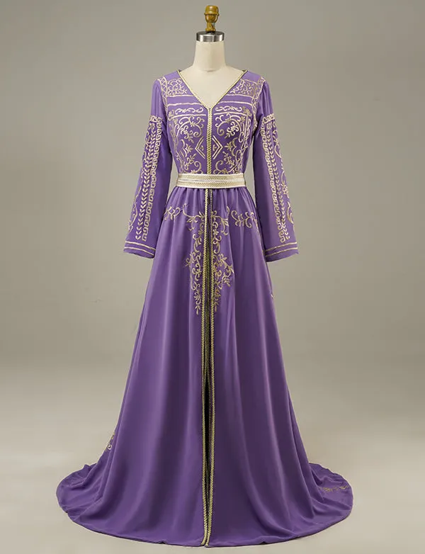 Purple Moroccan Caftan Evening Dress