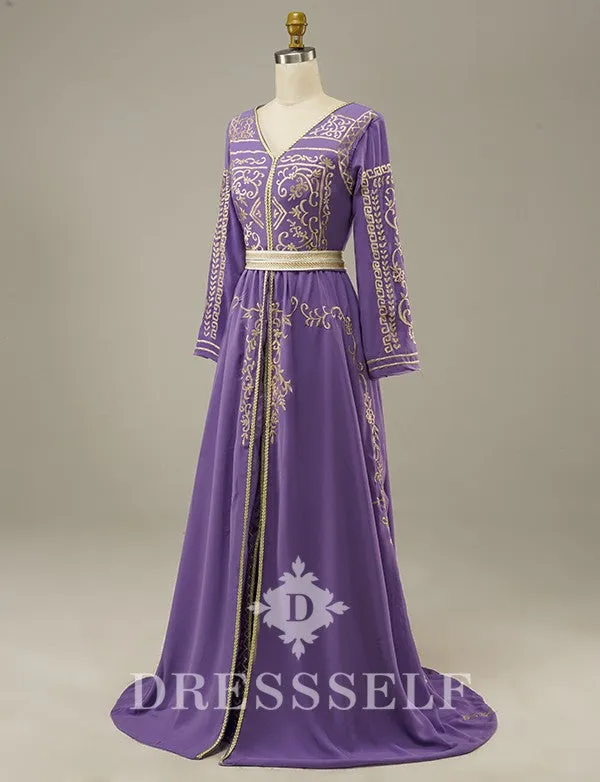 Purple Moroccan Caftan Evening Dress