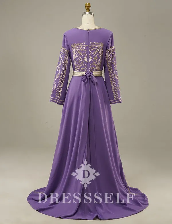 Purple Moroccan Caftan Evening Dress