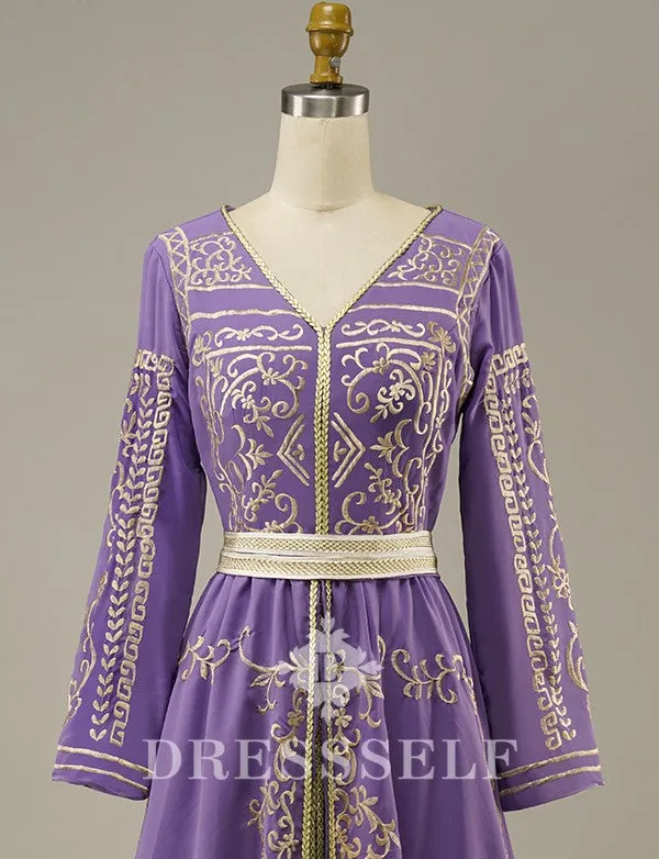 Purple Moroccan Caftan Evening Dress