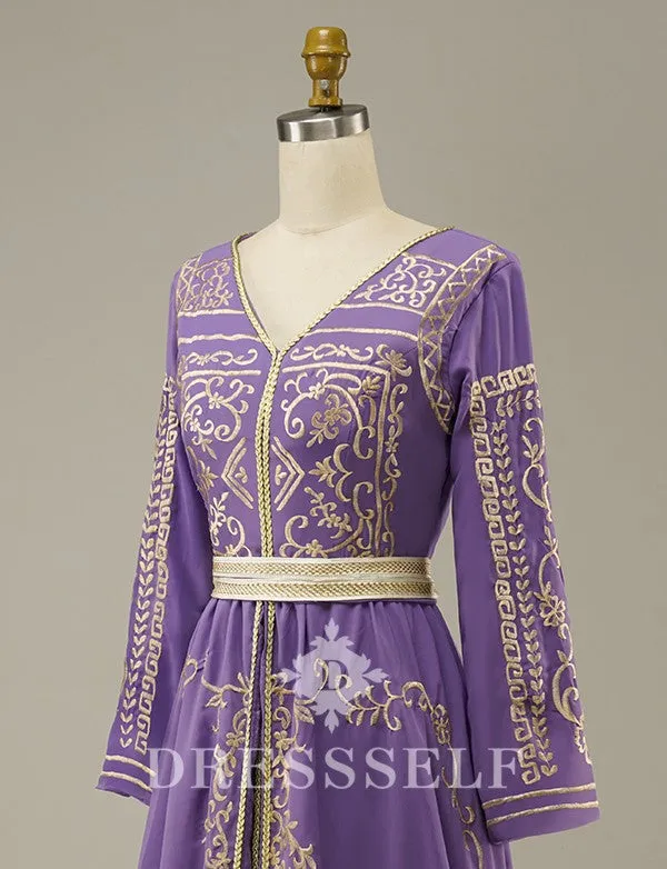 Purple Moroccan Caftan Evening Dress