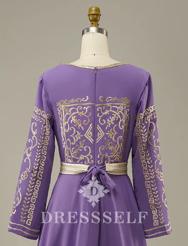 Purple Moroccan Caftan Evening Dress