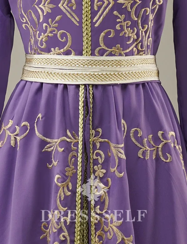 Purple Moroccan Caftan Evening Dress