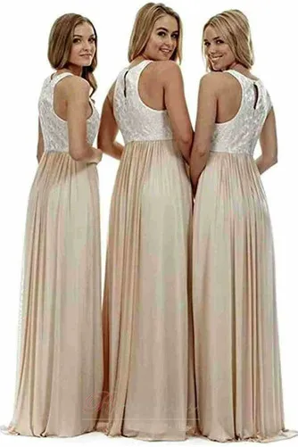 Bridesmaid Dress Floor Length Sleeveless High Neck Cutout.