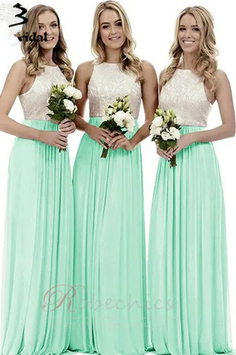 Bridesmaid Dress Floor Length Sleeveless High Neck Cutout.