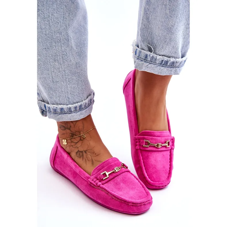 Rose Corinell Women's Classic Suede Moccasins Pink