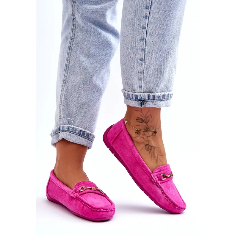 Rose Corinell Women's Classic Suede Moccasins Pink