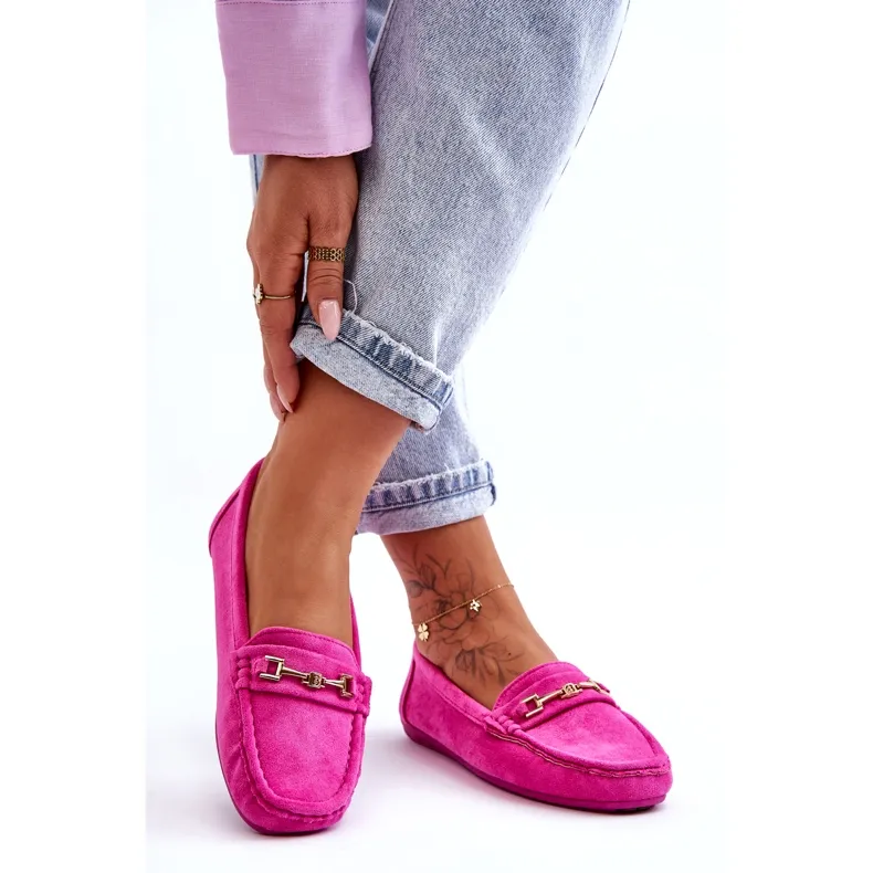 Rose Corinell Women's Classic Suede Moccasins Pink